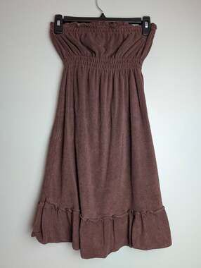 y2kfashion Terrycloth Ocean Pacific Towel Dress Brown Strapless Tube